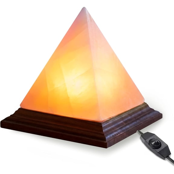 ZKTRADING Himalayan Pink Salt Pyramid Lamp, 7 Inch Tall with Dimmer Switch – Handcrafted Natural Crystal Salt Lamp, Warm Yellow Glow Night Light for Bedroom, Office & Home Décor Gift