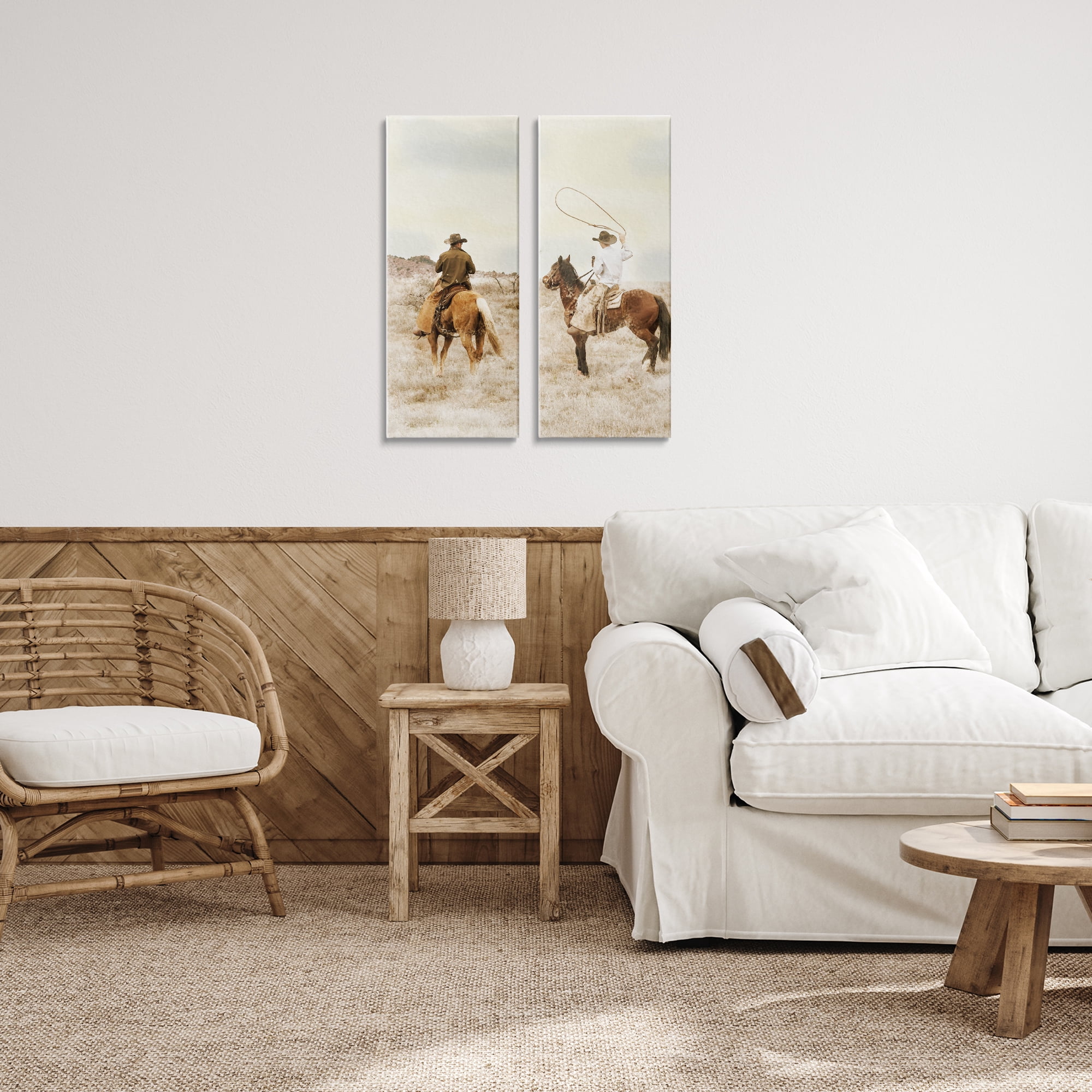 Stupell Industries Wrangling Cowboy Duo 2 Piece Canvas Wall Art Set, design by Marcus Prime