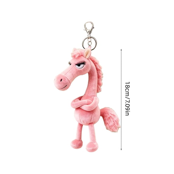 Soft Pink Horse Plush Keychain Bag Charm 2026 Year of the Horse Zodiac Animal Figurine Cotton Fabric Hanging Ornament for Lunar New Year Decoration Spring Festival Gift Door Wall Bag Accessory
