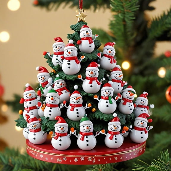 Snowman Acrylic Christmas Tree Ornaments – Standing Figure Pendant for Holiday Decor – Festive Xmas Tree Hanging Decoration,A