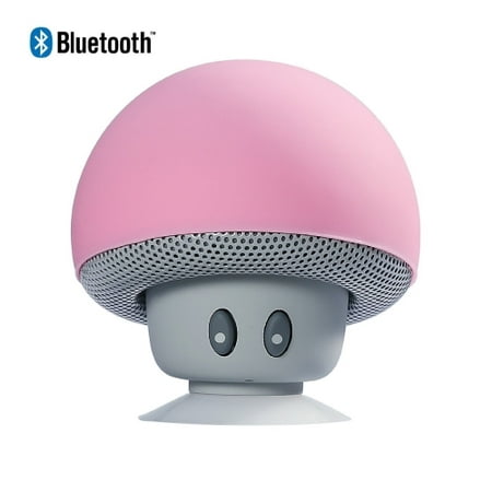 Bluetooth Speaker Pink. Mini Portable Mushroom Design Speaker, With Bottom Sucker Function. Wireless-Auto Pairing With All Bluetooth Devices. Built In