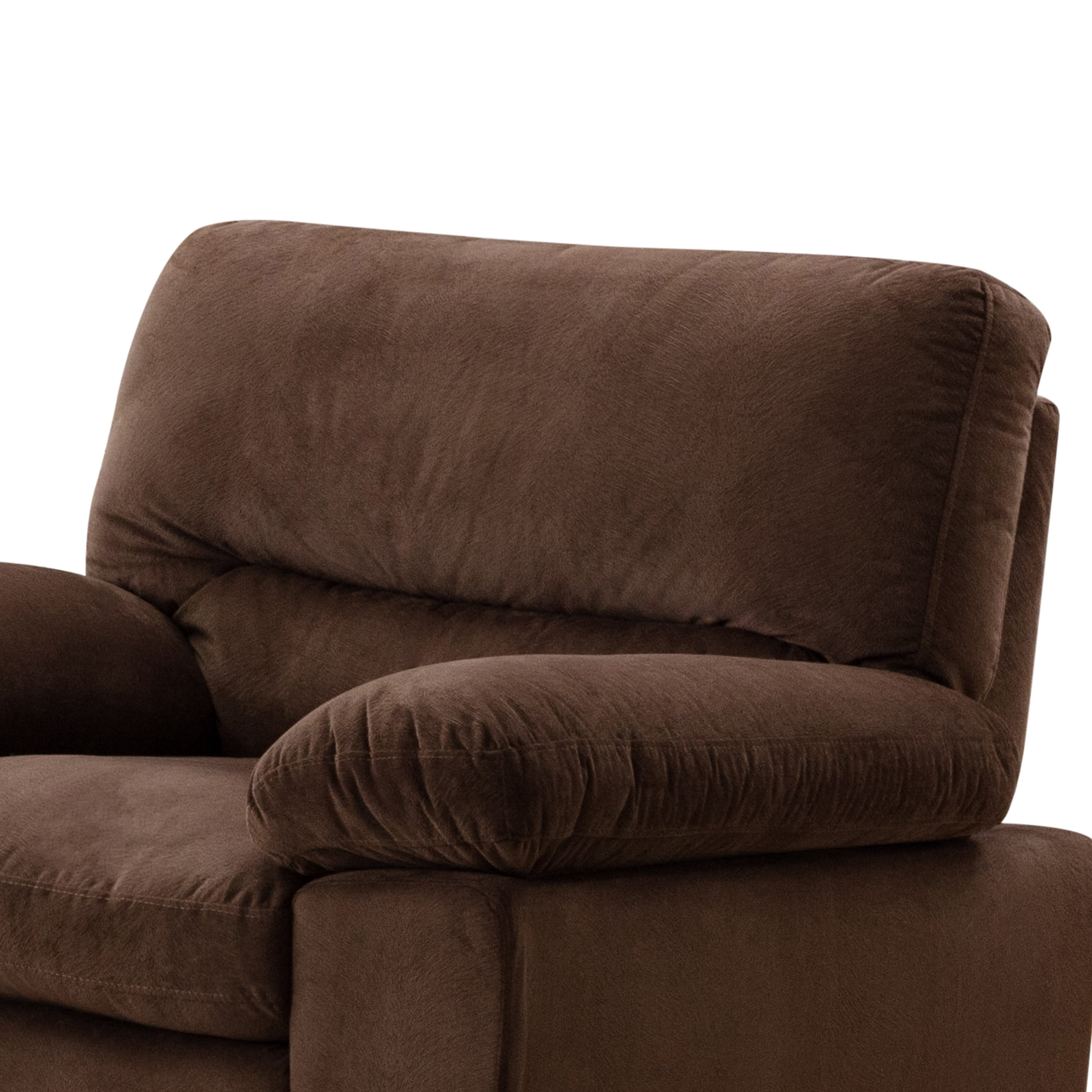 Contemporary Plush Velvet-Like Upholstered Living Room Reclining Chair, Brown