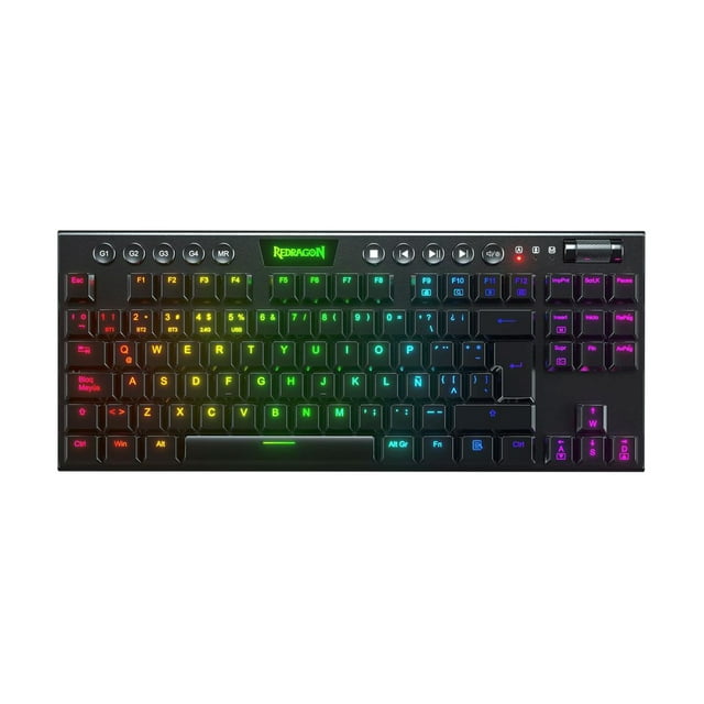 Teclado Redragon HORUS TKL K621-RGB-SP RD, Alámbrico e Inalámbrico, Español, Negro, Multicolor