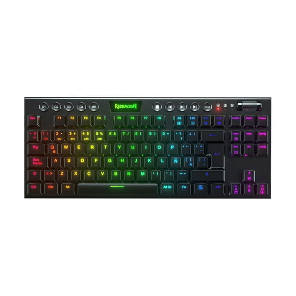 Teclado Redragon HORUS TKL K621-RGB-SP RD, Alámbrico e Inalámbrico, Español, Negro, Multicolor