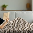 thumbnail image 3 of Tan Soft Flannel Fleece Throw Blanket, Classic and Chevron Zigzag Pattern Waves Geometric Retro Style Tiling, Cozy Plush for Indoor and Outdoor Use, 50" x 60", Brown and Tan, by Ambesonne, 3 of 5