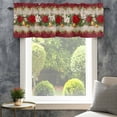 thumbnail image 4 of Christmas Poinsettia Farmhouse Short Window Curtain Valances, Red Flowers Green Leaves Xmas Bells Vintage Rod Pocket Kitchen Valances for Living Room Bedroom Bathroom Cafe 42" x 12", 4 of 8
