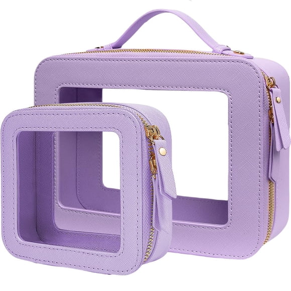 Set de bolsas de maquillaje de viaje FFPaw, transparente e impermeable, aprobado por la TSA