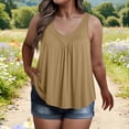 thumbnail image 2 of DDAPJ pyju Womens Plus Size Tank Tops Sleeveless Hide Belly Shirt Flowy Pleated Tunics Summer Casual Blouses Khaki XXXXXL, 2 of 6