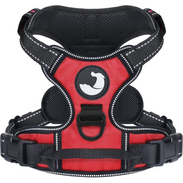 HAHDAXIA Anti-Pull Dog Harness for Large Dogs, Reflective Soft Padded Dog Harnesses, Adjustable, Breathable Chest Harness with Safe Easy Control Handle, Black, XL