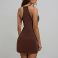 thumbnail image 4 of vigerkar Womens Summer Sleeveless A-Line Mini Dress 2025 Sexy Backless Spaghetti Strap Party Club Dresses Brown, XL, 4 of 6