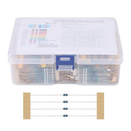

Limnyves 2600Pcs 130 Values 1/8W 0.125W 1% Metal Film Resistors Assorted Pack Set Resistors Assortment Kits Fixed Capacitors