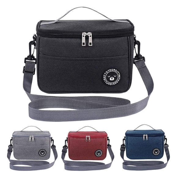 Insulated Lunch Bag, Large Capacity Oxford Cloth Picnic Tote with Shoulder Strap, Waterproof & Leakproof Food Container for Adults & Students, Burgundy