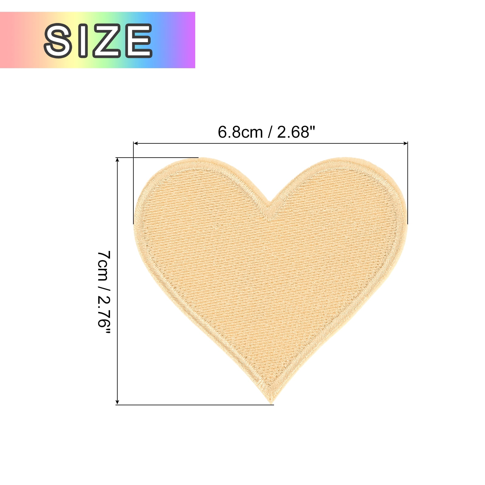 Heart Shaped Iron on Patches 6.8x7cm Embroidered Sew Patches Appliques for Clothing Repair Backpack Shoes Decoration Cream 120Pcs