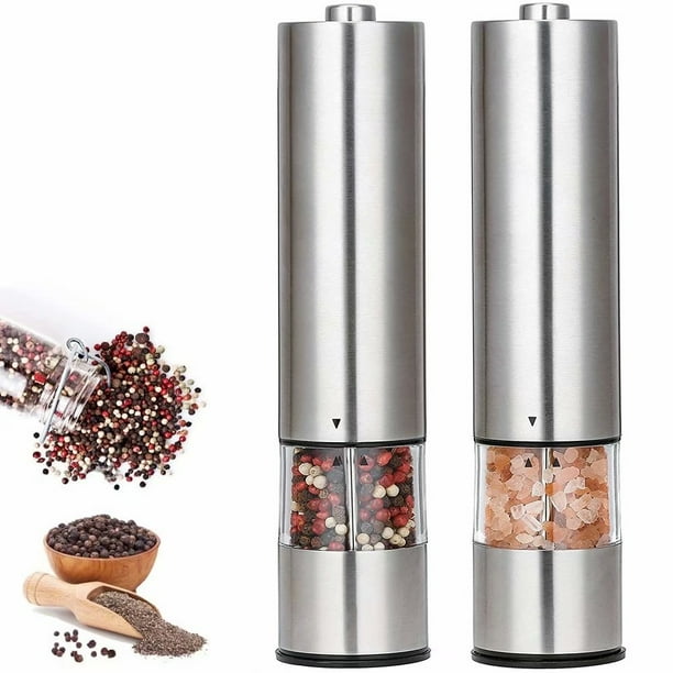 Stainless Steel Electric Salt and Pepper Grinder Set, Automatic Pepper