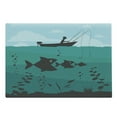 thumbnail image 1 of Fishing Cutting Board, Single Man in Boat Luring Bobbins Nautical Marine Sea Nature Funky Image Print, Decorative Tempered Glass Cutting and Serving Board, Large Size, Blue Teal, by Ambesonne, 1 of 1