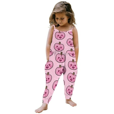 

Juebong Baby Pajamas Toddler Baby Girl Jumpsuit One Piece Sleeveless Strap Romper Harem Pant with Pockets Summer Baby Girls Outfit Clothes Summer Jumpsuits Romper for 1-2 Years