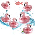 thumbnail image 1 of 6 Pack Drink Floats Cute Animal Pool Drink Holder Set Reusable Inflatable Float Cup Coasters for Summer Pool Party,6 Flamingo. Golden Goose -, 1 of 4