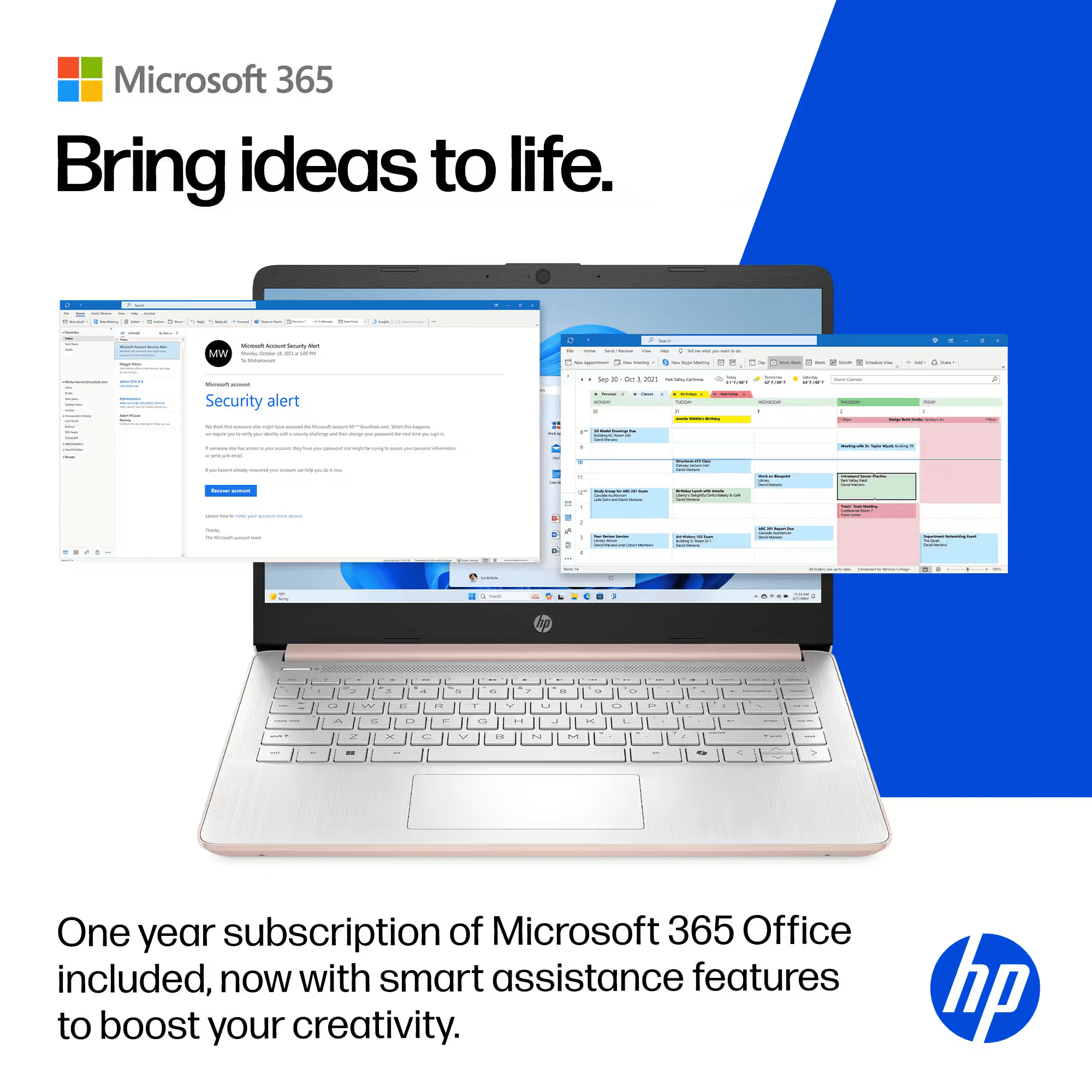 HP 14 inch Laptop Ultra Thin, Microsoft Office 365 included, Intel