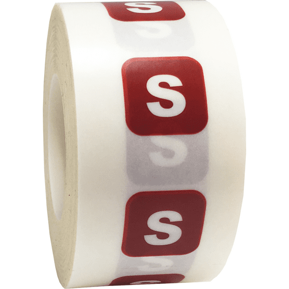 Small S Clear With Cranberry Clothing Size Strip Labels For Retail Apparel 1.25 x 5 Inch 125 Adhesive Stickers