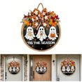 thumbnail image 2 of 30cm Halloween Specters Door Hanger With Leaves Decors User friendly Wooden Fabric Wall Art For Holiday Party Indoor Outdoors Decoration, 2 of 8