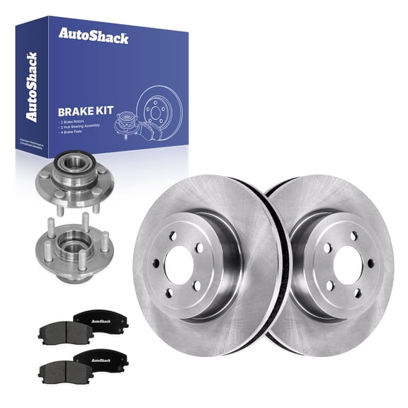 AutoShack Front Brake Rotors, Premium Pads & Hub Bearing Assemblies for Chrysler & Dodge, 300 2005 Charger 2010 Magnum 2007-2008, RWD V6 3.5L - 13.58" (345 mm), 5-Lug