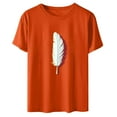 thumbnail image 4 of Dadaria Hauts pour Femmes Chemise Orange Manches Courtes T-Shirt Col Rond Été Chandail Blouses L, 4 of 5
