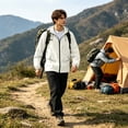 thumbnail image 2 of Sewkxo Mens Rain Jacket Lightweight Raincoat Waterproof with Hood Outdoor Windbreaker Jacket Travel Rain Jackets,White S, 2 of 7