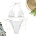 thumbnail image 4 of Ticikt Women's Metallic Shiny Bathing Suit High Waisted Triangle Tie Side Swimsuit Bikini Set, 4 of 4