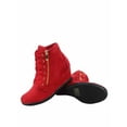 thumbnail image 2 of Peggy-53 Women's High Top Fashion Round Toe Lace Up Wedge Sneaker Shoes ( Red, 10 ), 2 of 5