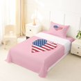 thumbnail image 5 of Manfei Cute American Flag Heart Twin Sheets,Pink Bedding,3-Piece,1 Fitted Sheet and 1 Pillowcase, 5 of 6