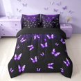 thumbnail image 3 of Homewish Purple Butterfly Twin Bedding for Girls, Glitter Stars Bedding Comforter Set, Black Reversible, 7 Pieces, 3 of 7