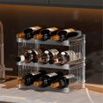 thumbnail image 5 of Plastic Water Bottle Organizer and Wine Rack Storage Holder,3 Tier 9Containers Stackable Standing Bottle Storage Rack, 5 of 5