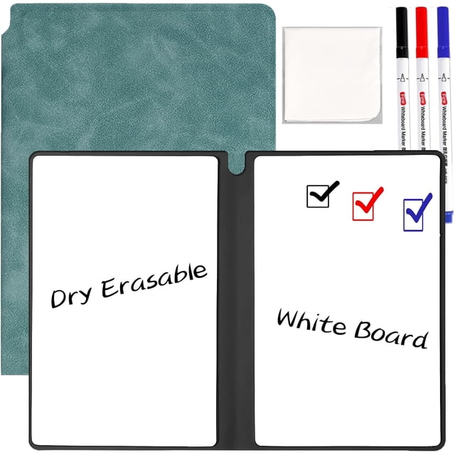 YSTIANN A5 Carnet Tableau Blanc Réutilisable - Tableau Effaçable à Sec Portable avec Couverture en Cuir PU, Comprend un Stylo et un Chiffon d'Essuyage pour Notes, Listes et Présentations (Noir, 8.3 Pouces x 5.8 Pouces) WJ85-4182