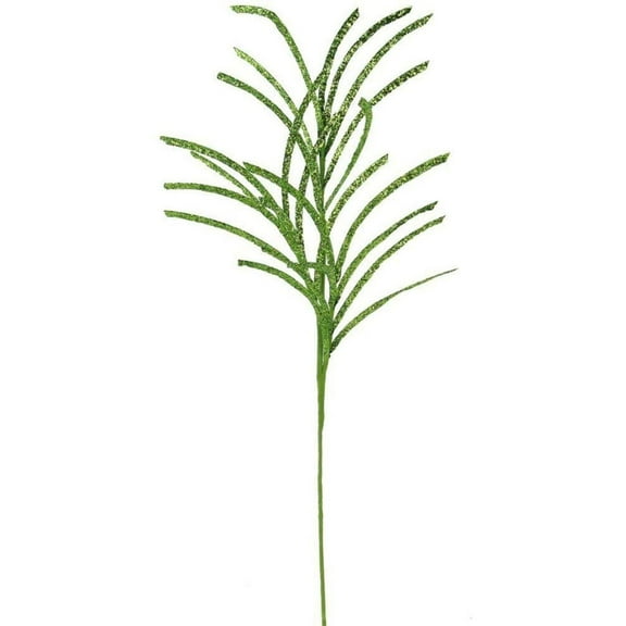 31" Glittered Paper Grass Spray: Lime Green
