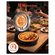 Pizza Oven, 12 in Electric Pizza Maker, 1200W Electric Pizzas Cooker with Cordierite Stone, 5-Mode Temperature Control, Viewing Window for Precise Cooking, Heats up to 788 ˚F, for Home (Black)