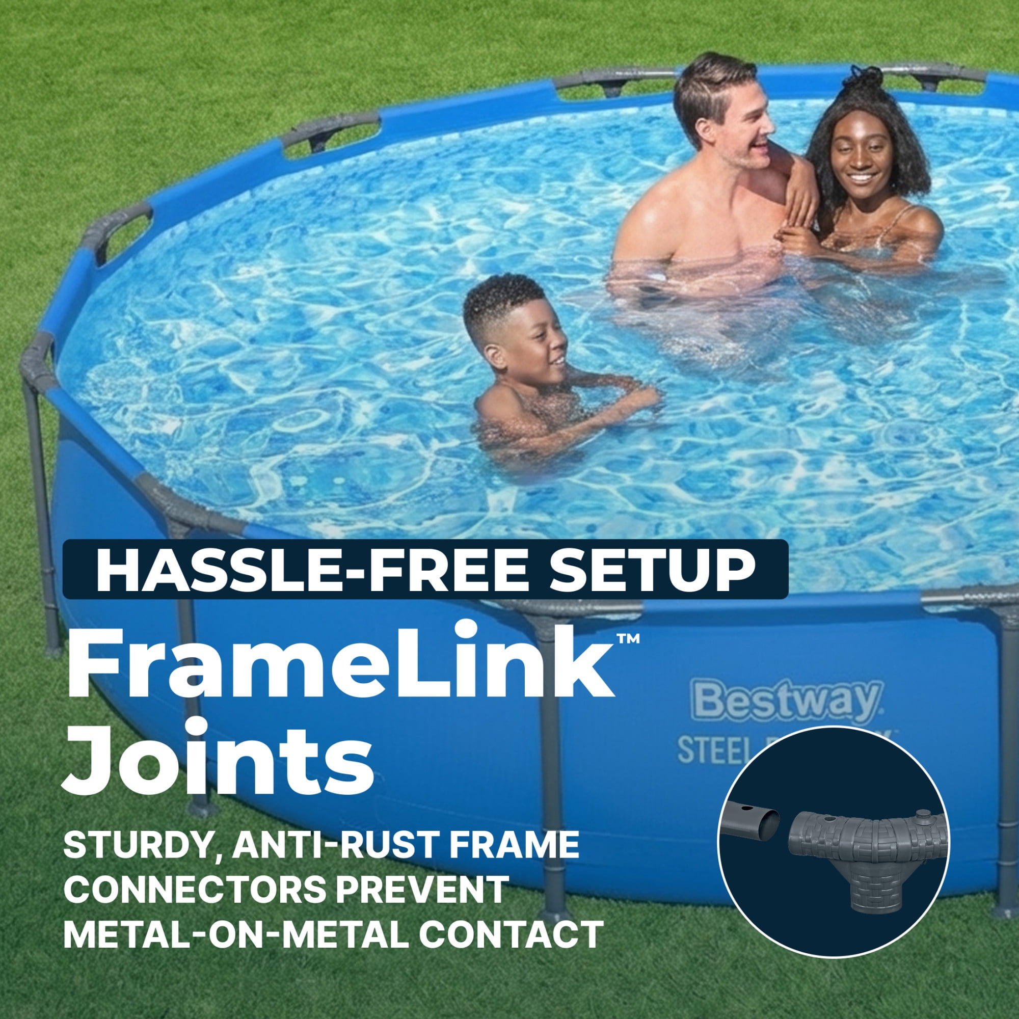Bestway Steel Pro MAX 12’ x 30" Metal Frame Above Ground Pool, Blue, POOL ONLY