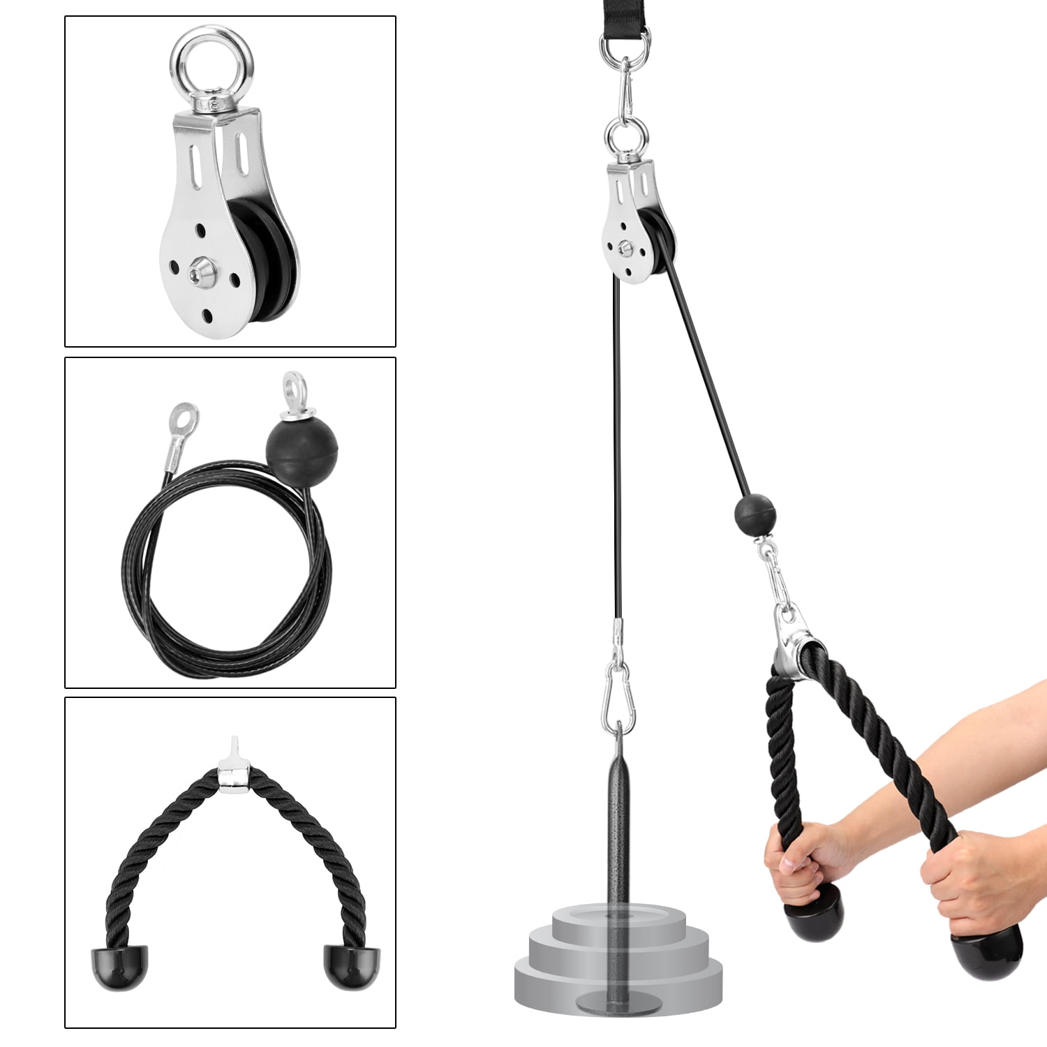 7Pcs Fitness Pulley Cable System Lifting Machine Triceps Arm Strength Training 