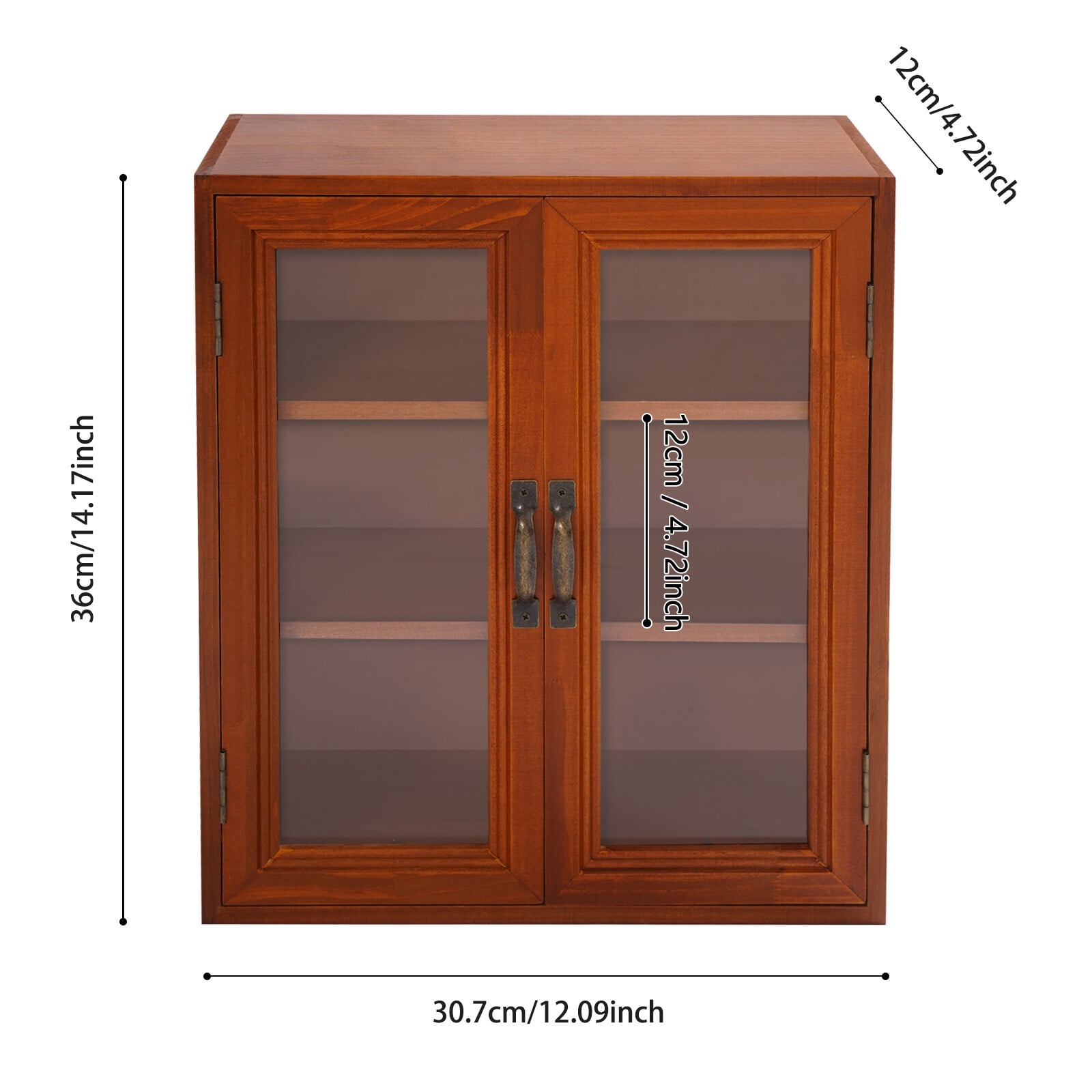 Wood Storage Cabinet 3-Tier Storage Cupboards Double Door Pantry Cabinet Brown
