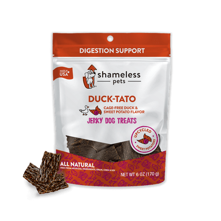 UPC: 0850010897240 | Shameless Pets Duck-Tato Flavor Digestion Support Jerky Treat for Dogs 6 oz. Pouch