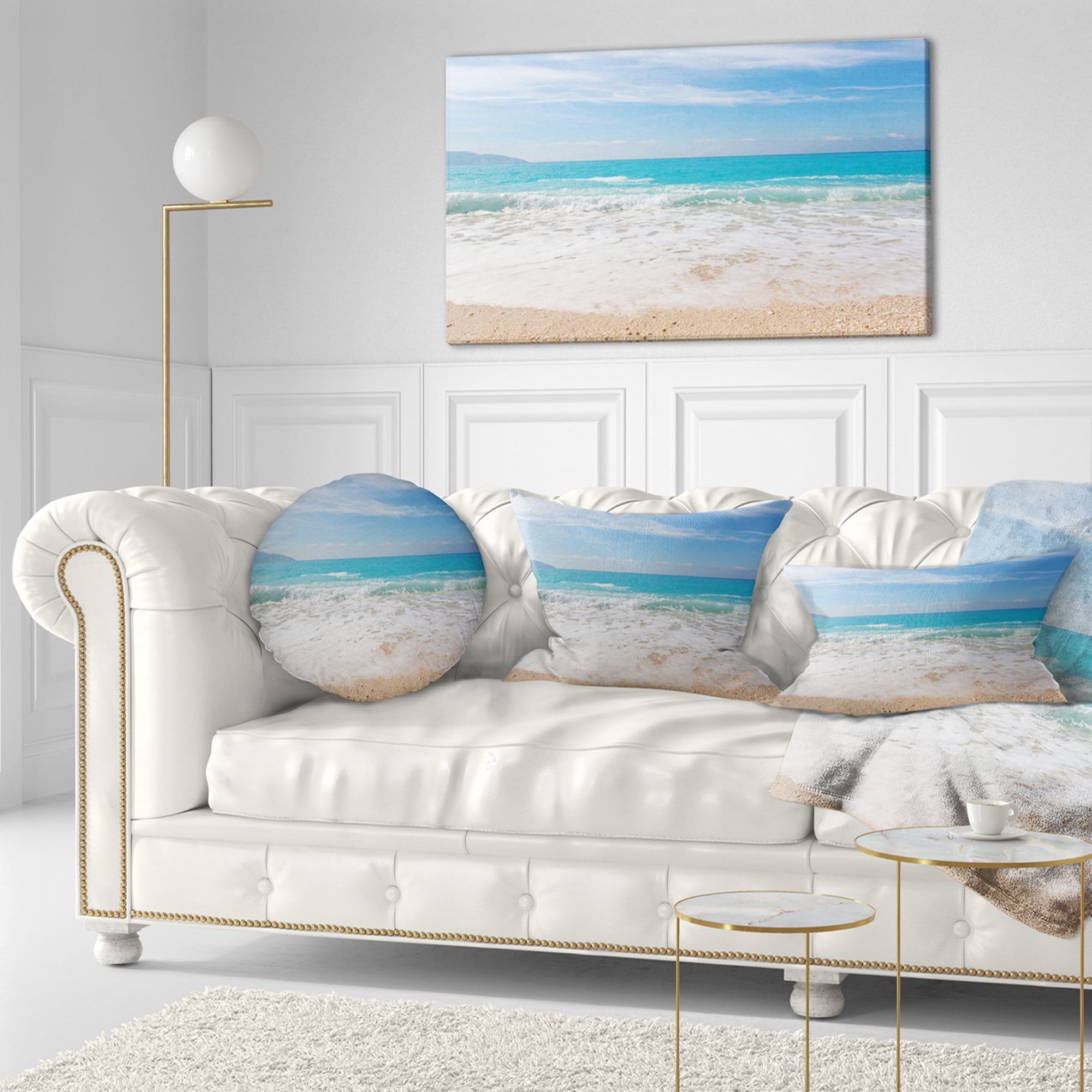 Designart 12" x 20" White Polyester Throw Pillow
