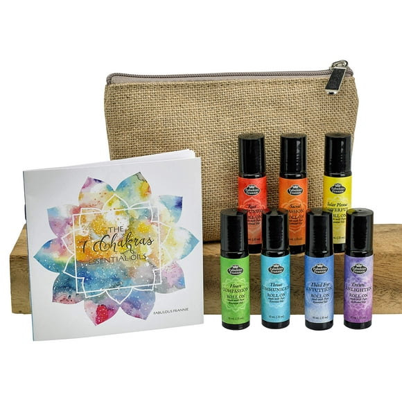 Fabulous Frannie Chakra Complete Pre-diluted Roll On Set with Travel Bag Made with Pure Essentials Oils 10ml (Pack of 7)