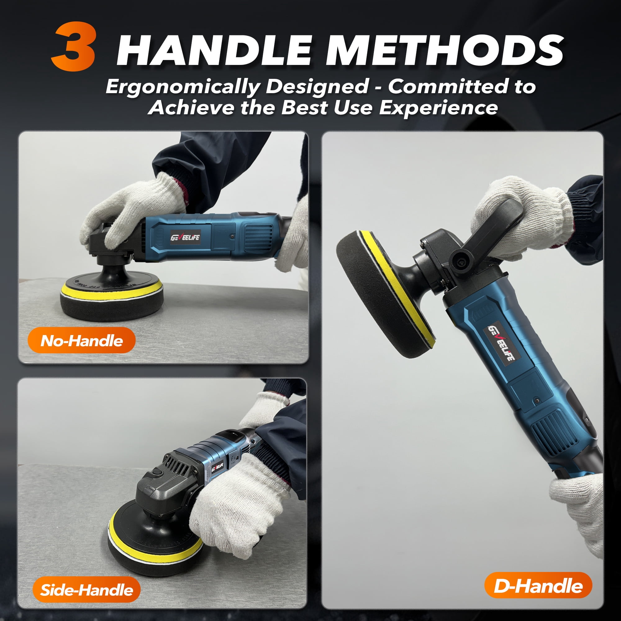 6 Inch 1600W Rotary Car Buffer Polisher, 7 Variable Speed 1000-3500 RPM Electric Polisher Waxer with Detachable Handle for Car Boat Sanding Polishing Waxing