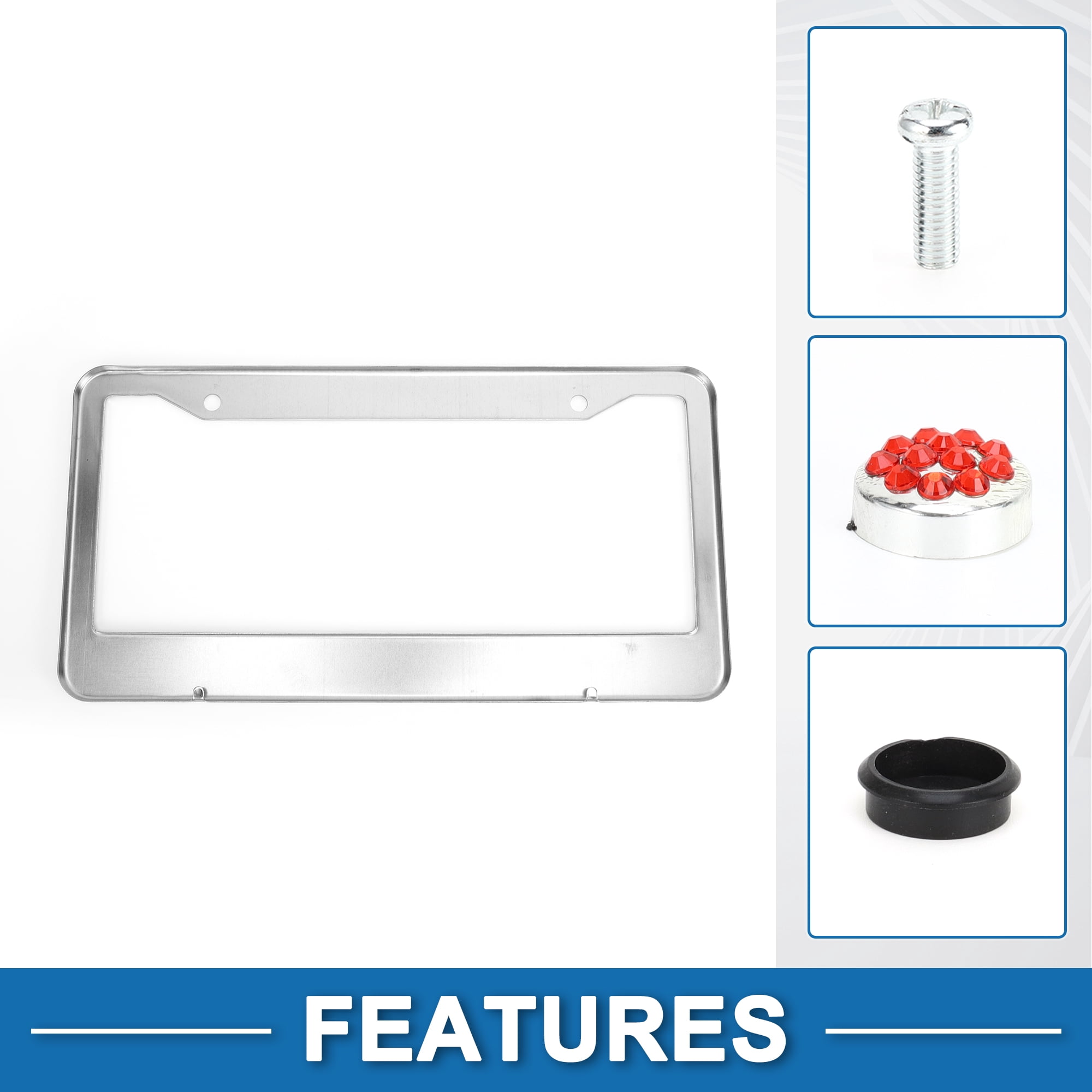 Unique Bargains Stainless Steel License Plate Holder with Round Holes Red