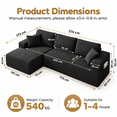 thumbnail image 7 of Neche Modular Sectional Couch, Modern Oversized L-Shape Boneless Cloud Couch for Living Room, No Assembly Required, Black Corduroy, Left Chaise, 7 of 7