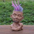 thumbnail image 2 of Maceta con forma de cara humana con orificio de drenaje para gabinete Marrón, 2 of 9
