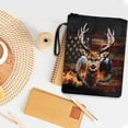 thumbnail image 4 of HELLHERO Book Sleeve Protector Pouch with Handle Polyester Fabric Book Sleeve Protector with Waterproof for Textbooks Book Storage Bag, American Flag Deer, 4 of 8