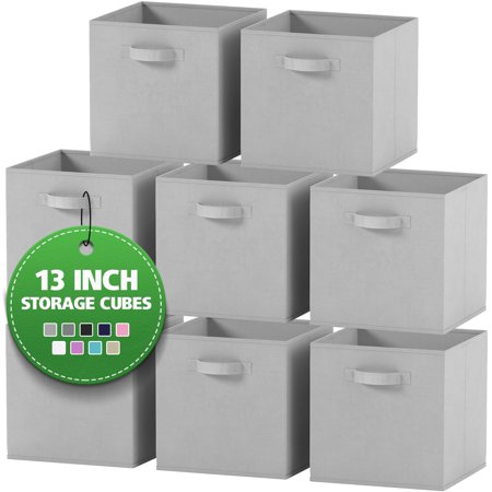 Fabric Storage Cubes for Cube Organizer - 8 Pack Heavy Duty Light Grey Storage Bins - 13 Inch Cube Storage Bin, Use As A Clothes Storage Box In Closet, Baskets For Shelves or Cubbies Storage bins C33