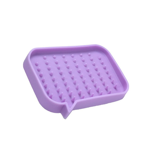 Soap Holder With Hole Flexible Multipurpose Silicone Drop-proof Colorful Draining Shelf Drop-proof Container Case Home Bathroom Shower Bar Countertop Purple