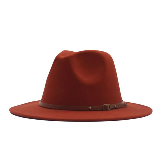 Weikingp Clearance! Hats for Women, Womens Fedora Panama Wool Belt Classic Hat Buckle Hat Floppy Wide Baseball Caps, Red