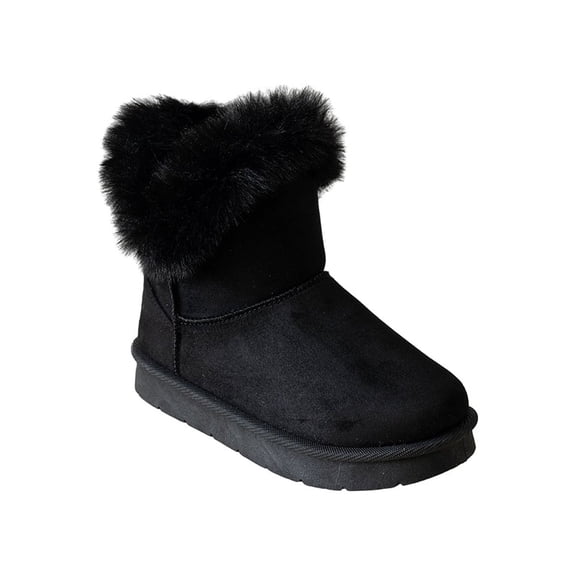 bebe Girls’ Faux Fur Cuff Winter Boots, Cozy Pull-On Ankle Boots